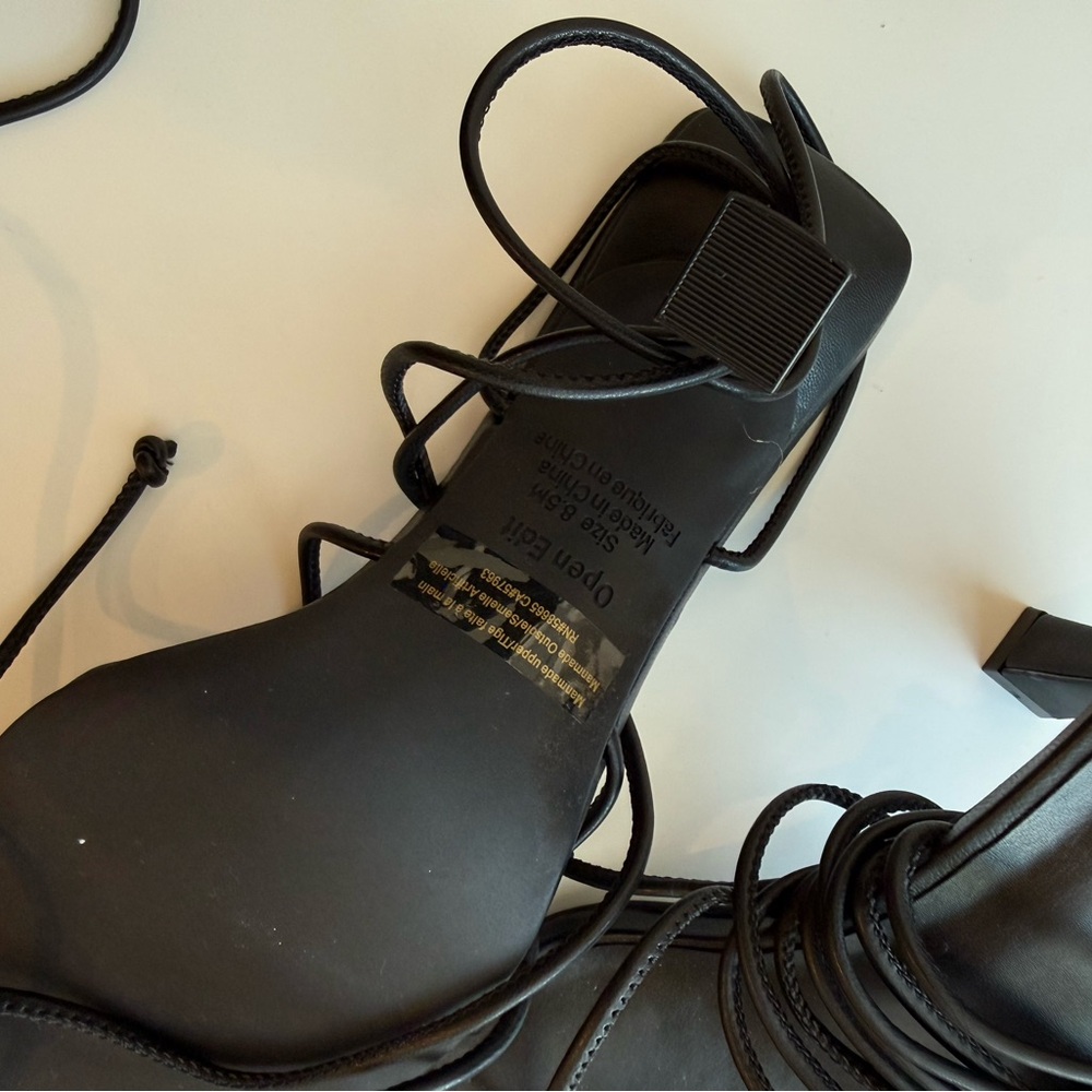 Chic Black Lace-Up Heels by Open Edit - Picture 8 of 8
